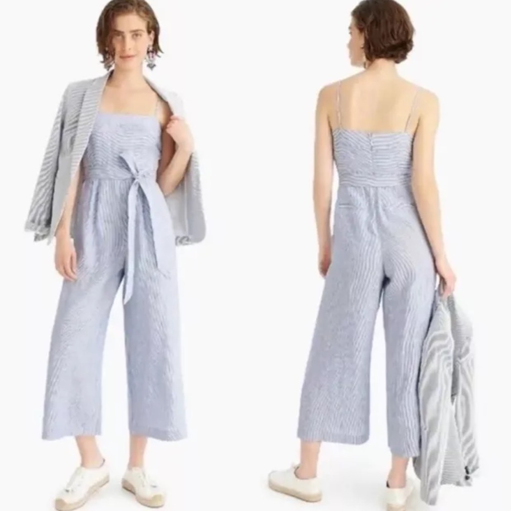 NWOT JCrew Linen Striped Jumpsuit